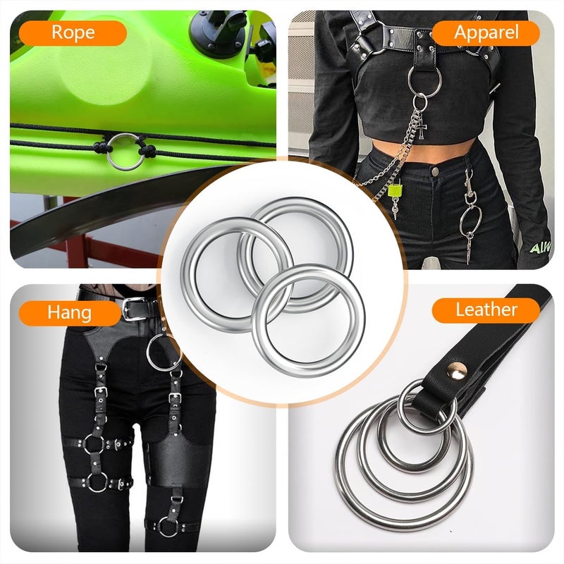 BEYOURD 2 inch Metal O Rings, Stainless Steel Round Ring Buckles, Solid Welded Metal Loop for Dog Collars, Macrame, Hanging Strap Slings - Image 5